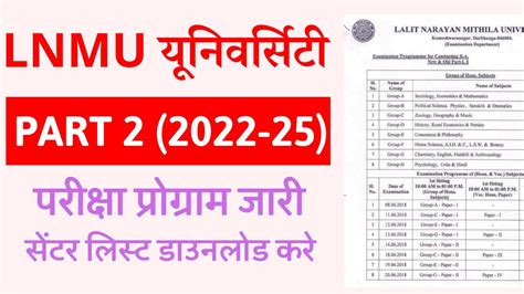 Lnmu Part 2 Exam Program 2022 25 Lnmu Part 2 Exam Center List 2022 25