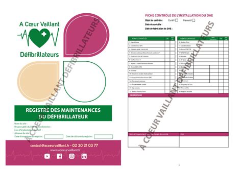 Registre de maintenance pour défibrillateur