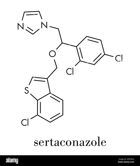 Sertaconazole Antifungal Drug Molecule Skeletal Formula Stock Vector