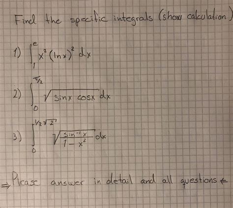 Answered Fined The Specitic Integrals Show Bartleby