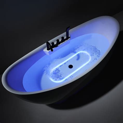 71" LED Acrylic Oval Micro Jets Air Bubble Freestanding Bathtub in ...