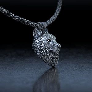 Wolf Head Pendant Wild Wolf Necklace Silver Wolf Pendant Silver Animal ...