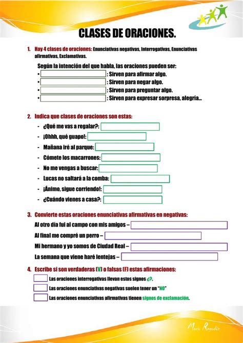 Ejercicio interactivo de Clases de oraciones para 3º Primaria Puedes