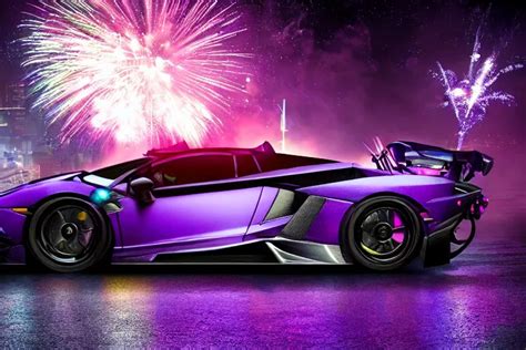 Hyper Detailed Purple Lamborghini Transformer Racing Stable Diffusion