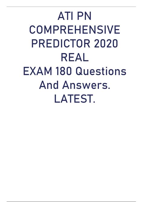 Ati Pn Comprehensive Predictor Real Exam Questions And Answers