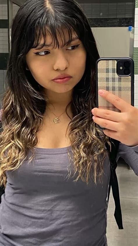 Round Face Latina Girl with Bangs Honey Blonde Ombré for Dark Brown Hair