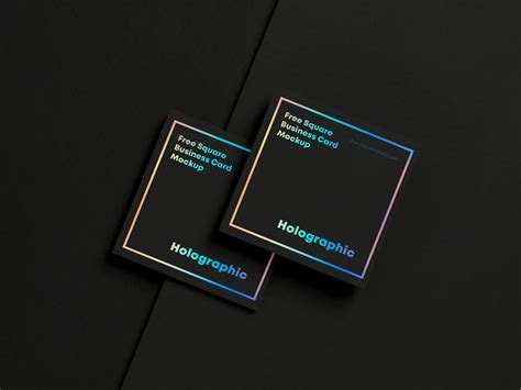 Square Black Business Card Mockup Set Free Psd Templates