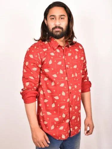 Trendy Fit Multicolor Men Printed Cotton Shirt Full Sleeves At Rs 220