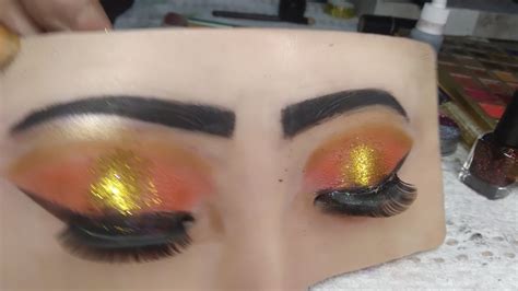 Simple Orange Glitter Eye Makeup By Ghuncha Tariq Youtube