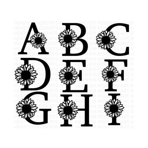 Sunflower Alphabet And Numbers Svg Sunflower Monogram Frame Inspire Uplift