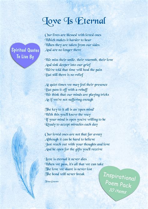 Love Is Eternal Printable Sympathy Poem 10 Items Etsy