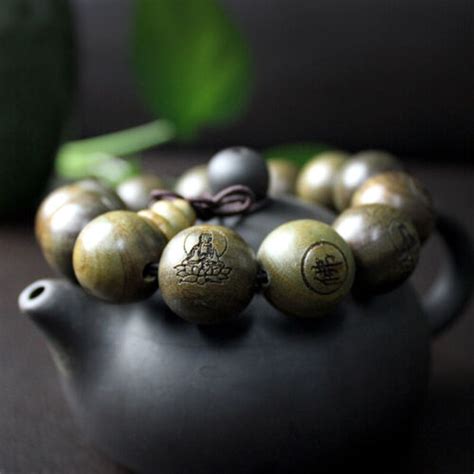 Green Sandalwood Bracelet Shaolin Temple Buddhist Monk Prayer Mala