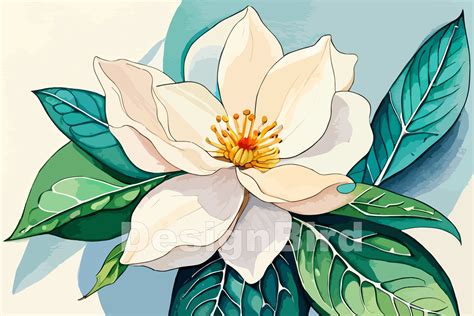 Magnolia Flower Watercolor Illustration Graphic by Designbird ...