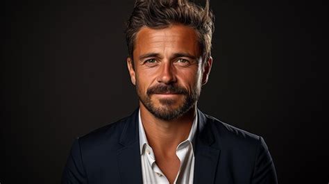 Premium AI Image Close Up Portrait Of A Confident Mature Businessman Dressed In Suit Looking