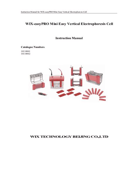 Fillable Online Wix Easypro Sds Page Mini Electrophoresis Cell For