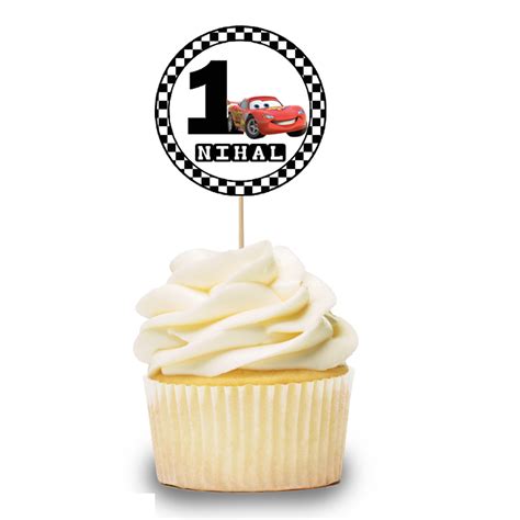 Personalized Car Birthday Cupcake Topper 24 Pcs