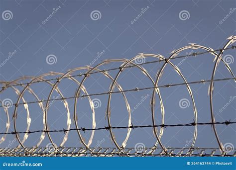 Highly Protected Prison Wall With Barbed Wire Fence Steel Grating