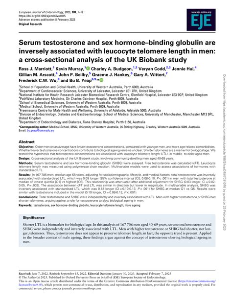 Pdf Serum Testosterone And Sex Hormone Binding Globulin Are Inversely