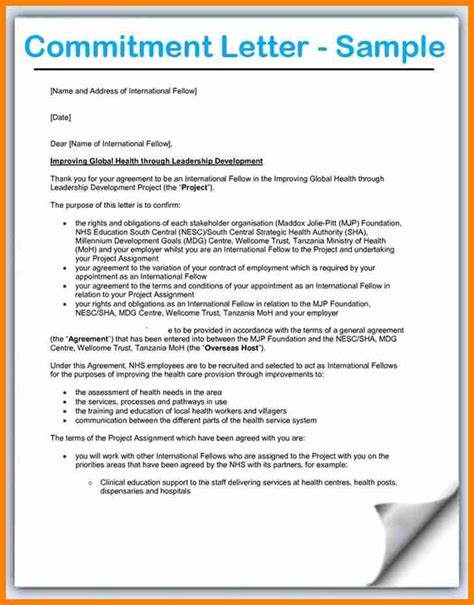 Commitment Letter Templates Commitment Letter Pdf Sample Wri