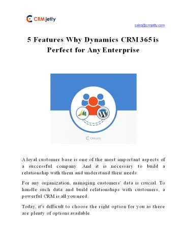 PPT 5 Features Why Dynamics CRM 365 Is Perfect For Any Enterprise