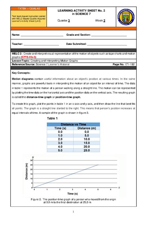 Las2 Q3 Creating And Interpreting Motion Graphs Txtbk Qualas