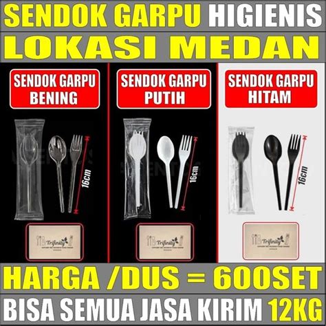 Jual Sendok Garpu Plastik Higienis Set Bening Hitam Putih Sekali