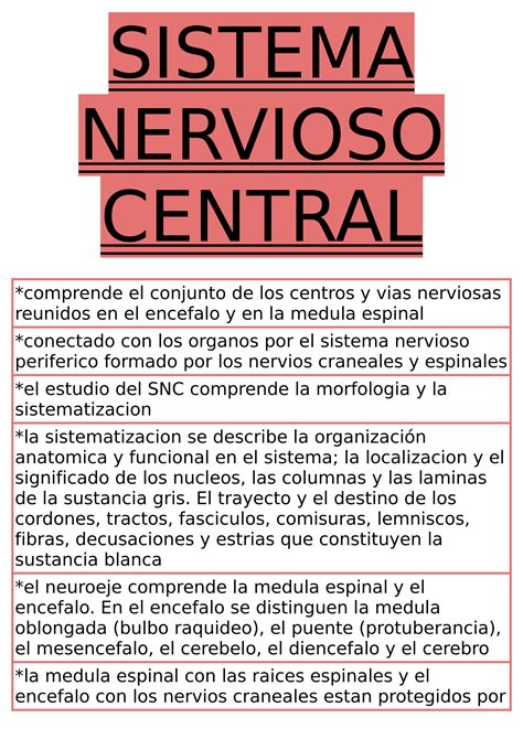 Solution Generalidades Snc Y Nervios Espinales Studypool