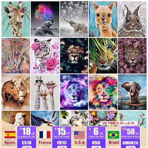 5D DIY Diamant Peinture Fleur Animal Girafe Discuter Tigre Mosaïque