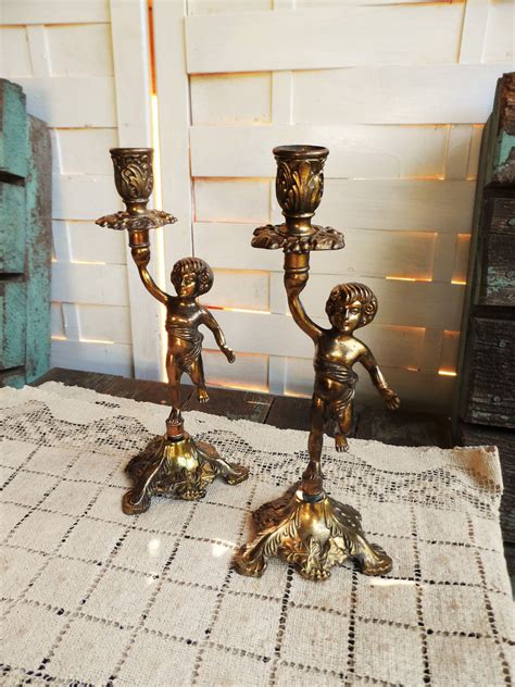 Vintage Metal Candle Holders Candlestick Holder Set French Country