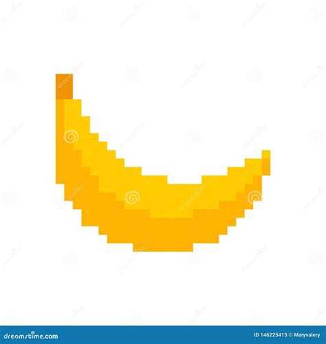 Banana Pixel Art 8 Bit Video Game Fruit Icon Vector Illustration