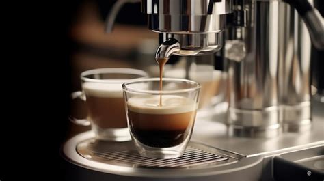 Portafilter Machine Pours Fresh Coffee Into Cappuccino Foto Premium