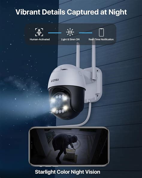 ZOSI C296 4K 8MP WIFI Security Camera IP Pan Tilt AI Human Detect Audio