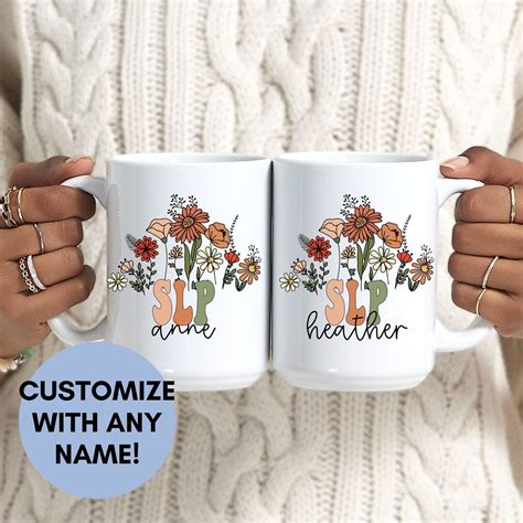 SLP Mug Personalized Wildflower Speech Language Pathologist Gift