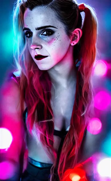 Emma Watson As Harley Quinn Glowing Dramatic Stable Diffusion