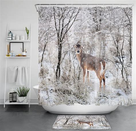 Inpercust Winter Wonderland Wildlife Waterproof Fabric Shower Curtain