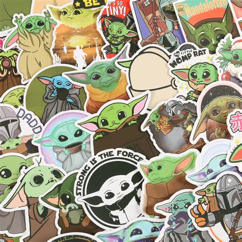 50 Pcs Baby Yoda Sticker Pack Cute Grogu Stickers Star Wars Etsy