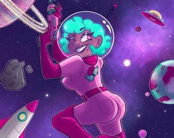Space Babe Alien Pinup Art Print Etsy