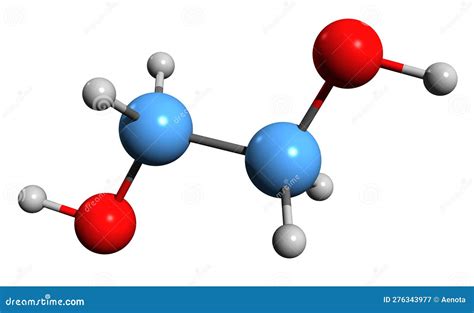 3D Image of Ethylene Glycol Skeletal Formula Stock Illustration ...