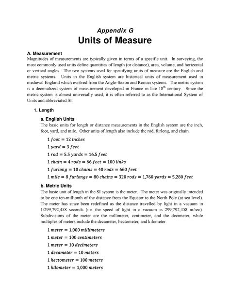 Appendix G Units Of Measure Appendix G Units Of Measure A