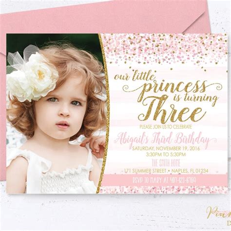 Princess Birthday Invitation Third Birthday Etsy