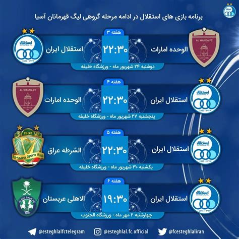 تاریخ و ساعت بازیهای استقلال در لیگ قهرمانان آسیا 20202021 بتاکاپ