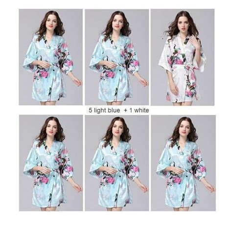 Hot Women Robe Silk Satin Robes Wedding Bridesmaid Bride Gown Kimono 6 Piece Set Ebay