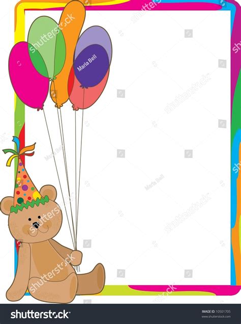 A Teddy Bear Holding A Bouquet Of Balloons A Colorful Border