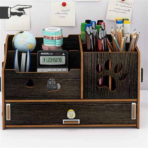 Pen Holder Office Multifunctional Sundry Box Desktop Decoration Wooden