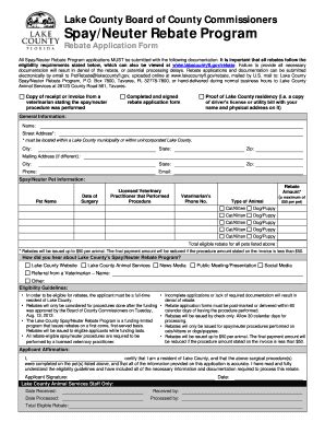 Fillable Online Lakecountyfl Spay Neuter Rebate Application Form Lake