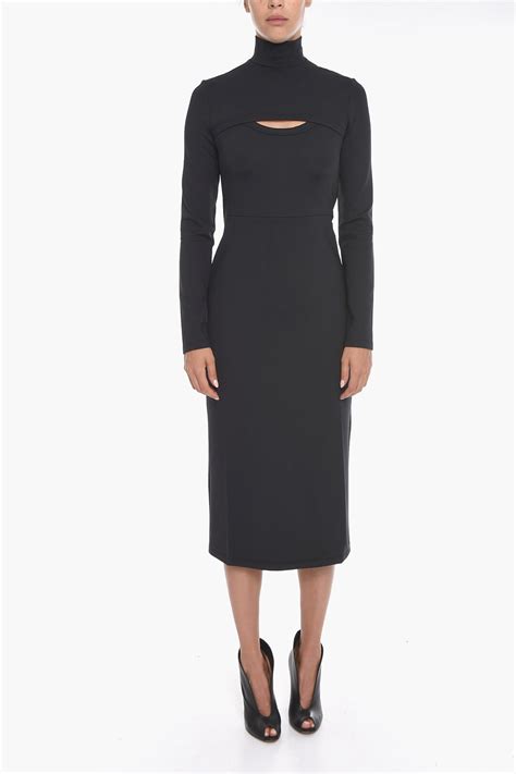 Ambush Jersey Turtle Neck Midi Dress With Cut Out Detailing Women