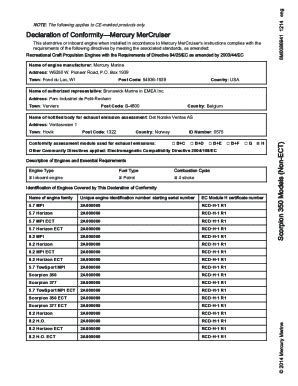 Fillable Online Welcome Aboard Declaration Of Conformity Mercury Fax