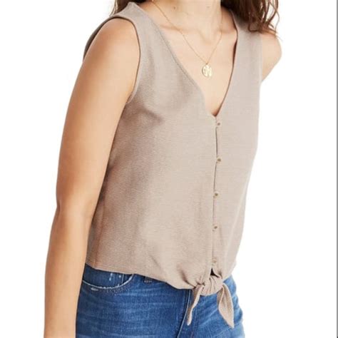 Madewell Tops Madewell Texture Thread Buttonfront Tie Tank Poshmark