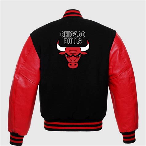 Chicago Bulls Varsity Jacket Black Wool And Red Leather Sleeves Etsy