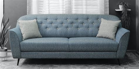 Buy Rodrigo Fabric Seater Sofa In Blue Colour At Off By Casacraft